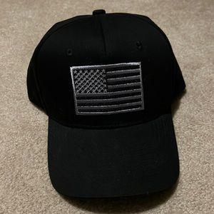 Black hat with American flag